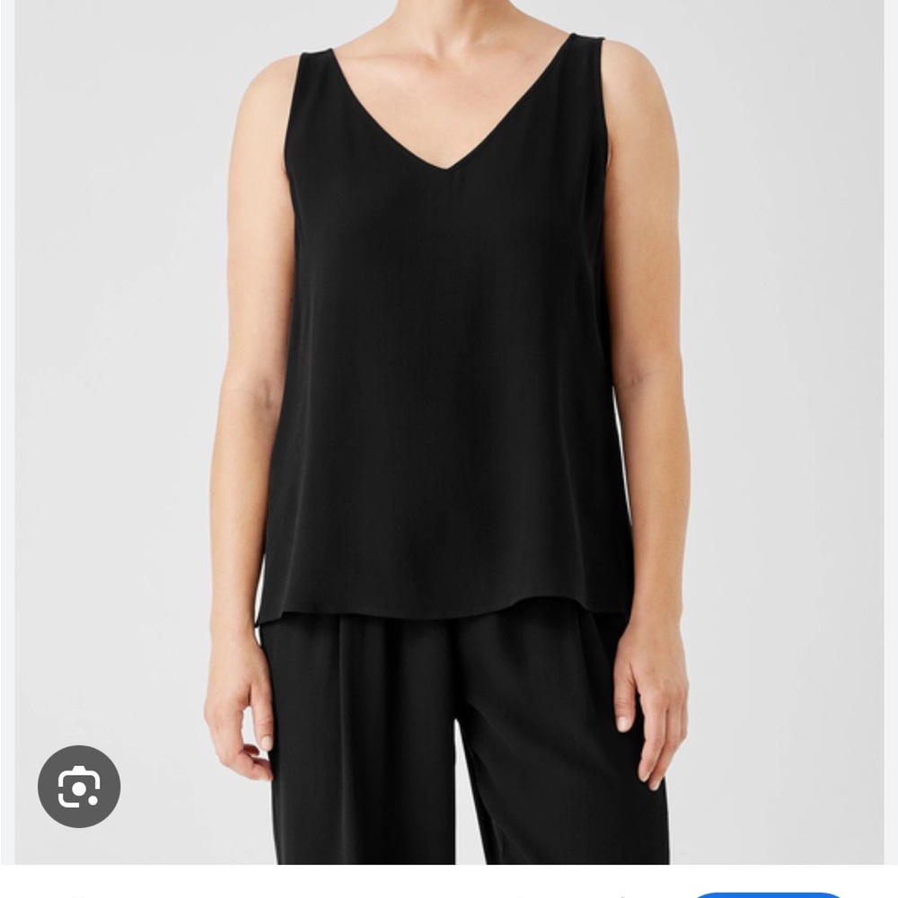 Eileen Fisher Black V-Neck Tank Top